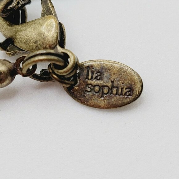 Lia Sophia Collar Necklace Double Strand Red Glass Pendant Faceted Glass Beads - Picture 6 of 6